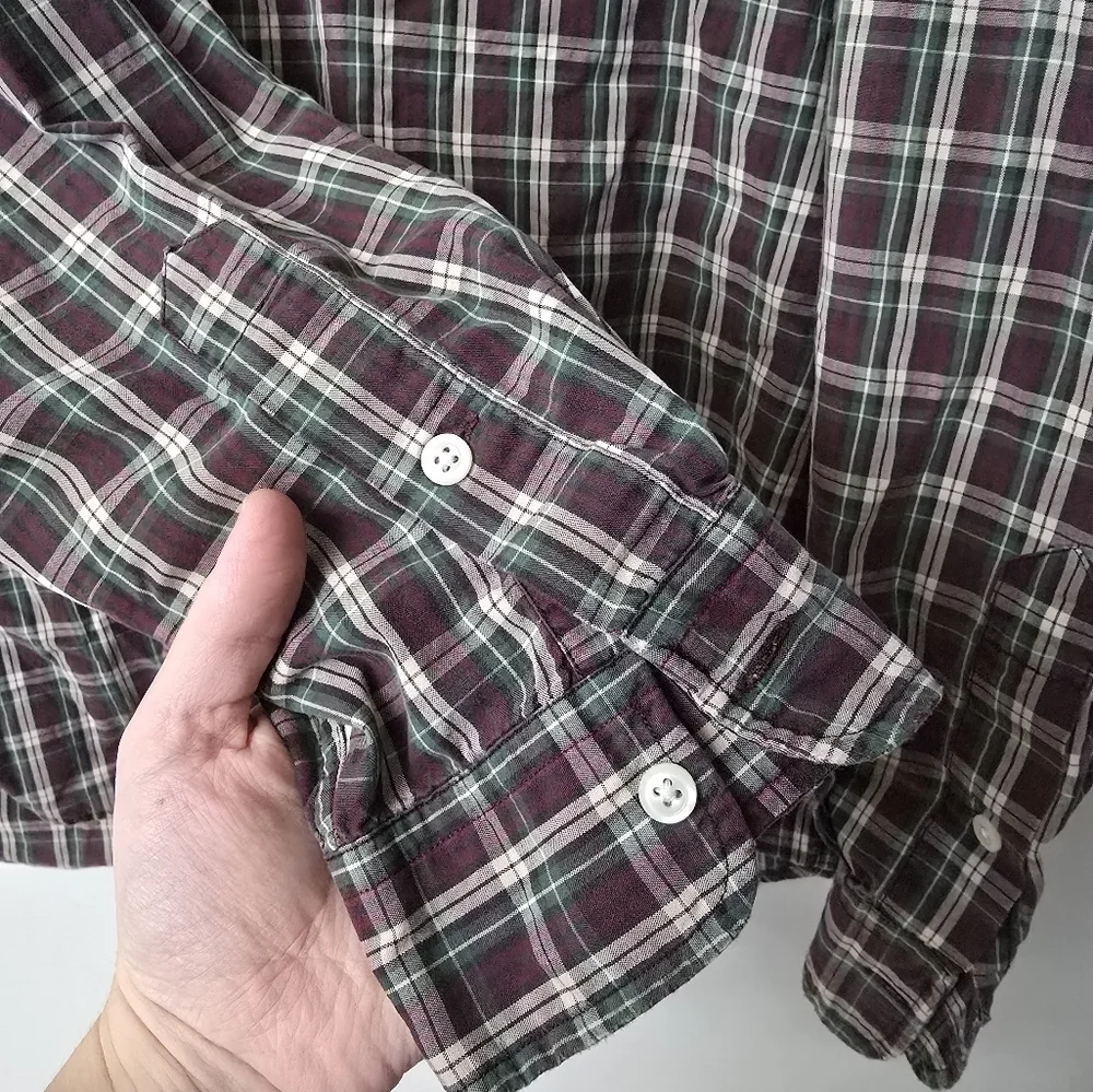 Ralph Lauren Men’s Green/Red Plaid Long Sleeve Flannel Shirt XL Cotton Vtg